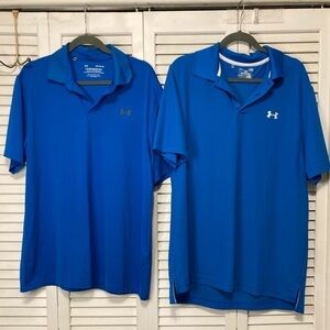 Lot Of Two Mens Blue Under Amour Polo Shirts Size Large
